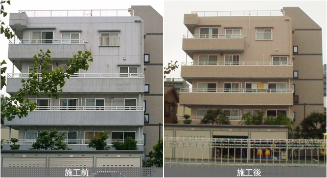社宅外壁再塗装工事前後写真