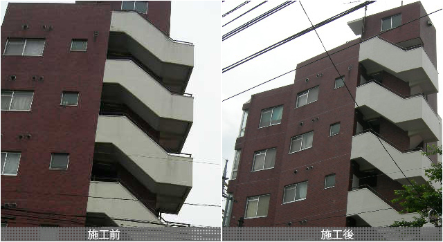 社宅外壁再塗装工事前後写真